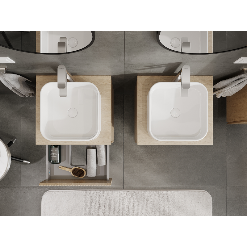 Mexen Rivel koupelnová skříňka pod umyvadlo 50 cm, 2 zásuvky, drážkovaná, dub - 91A20-05047-2-BFF81