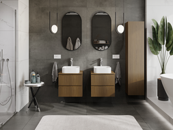 Mexen Rivel koupelnová skříňka pod umyvadlo 50 cm, 2 zásuvky, drážkovaná, ořech - 91A20-05047-2-BFF86