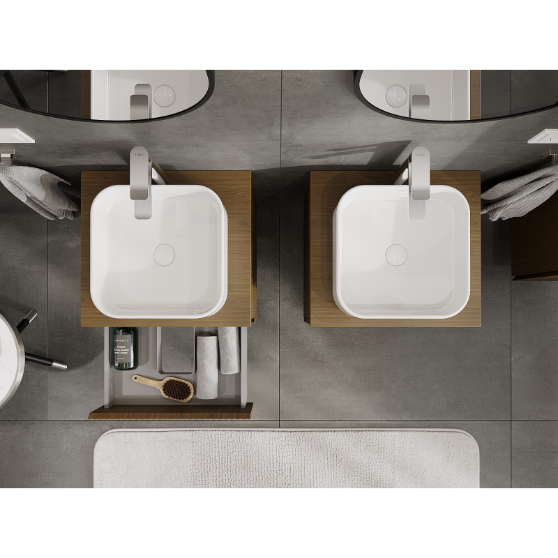 Mexen Rivel koupelnová skříňka pod umyvadlo 50 cm, 2 zásuvky, drážkovaná, ořech - 91A20-05047-2-BFF86