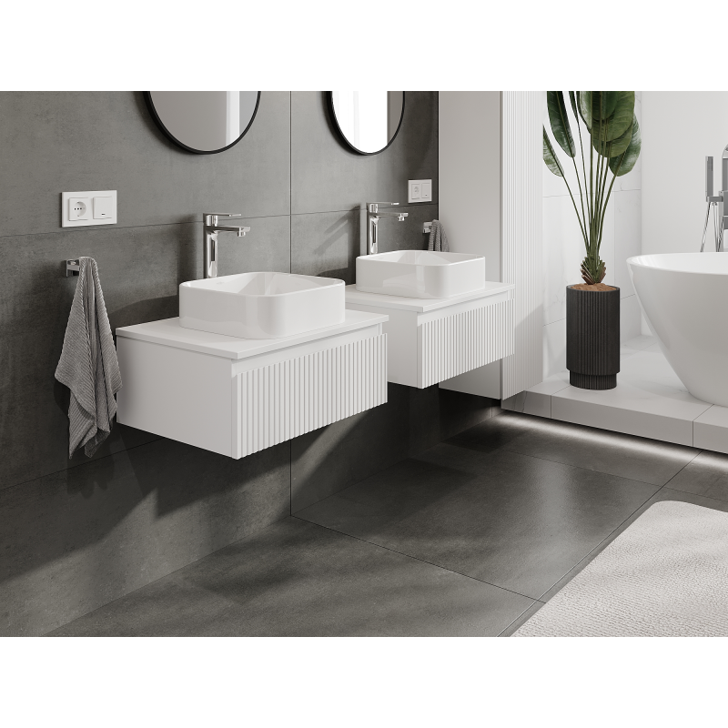 Mexen Rivel koupelnová skříňka pod umyvadlo 60 cm, 1 zásuvka, drážkovaná, bílá mat - 91A20-06023-1-BF01