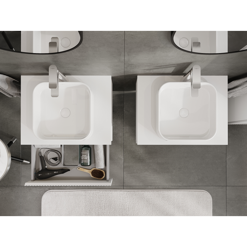 Mexen Rivel koupelnová skříňka pod umyvadlo 60 cm, 1 zásuvka, drážkovaná, bílá mat - 91A20-06023-1-BF01