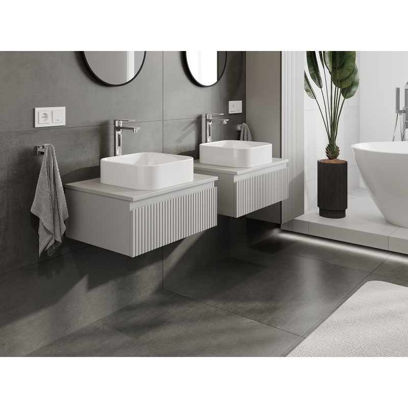 Mexen Rivel koupelnová skříňka pod umyvadlo 60 cm, 1 zásuvka, drážkovaná, šedá mat - 91A20-06023-1-BF62