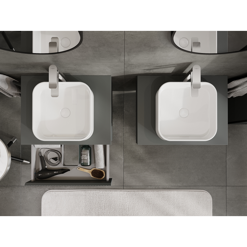 Mexen Rivel koupelnová skříňka pod umyvadlo 60 cm, 1 zásuvka, drážkovaná, grafit mat - 91A20-06023-1-BF66