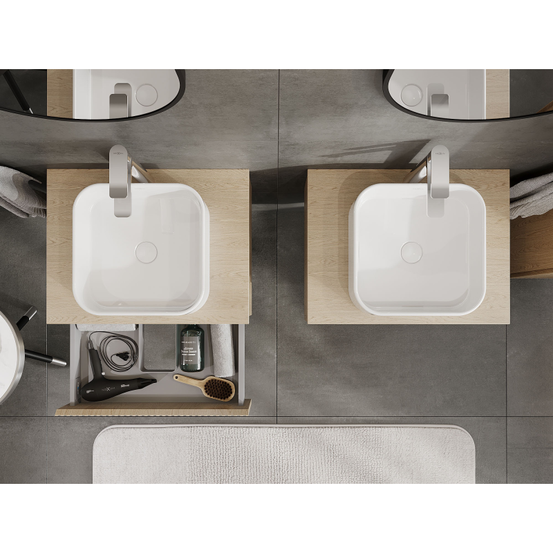 Mexen Rivel koupelnová skříňka pod umyvadlo 60 cm, 1 zásuvka, drážkovaná, dub - 91A20-06023-1-BF81