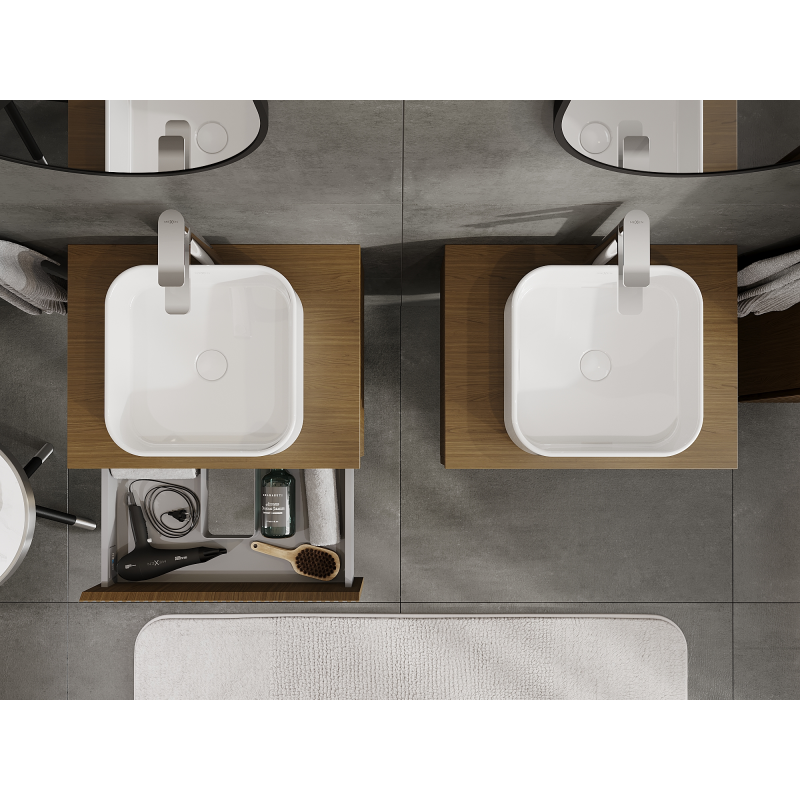 Mexen Rivel koupelnová skříňka pod umyvadlo 60 cm, 1 zásuvka, drážkovaná, ořech - 91A20-06023-1-BF86