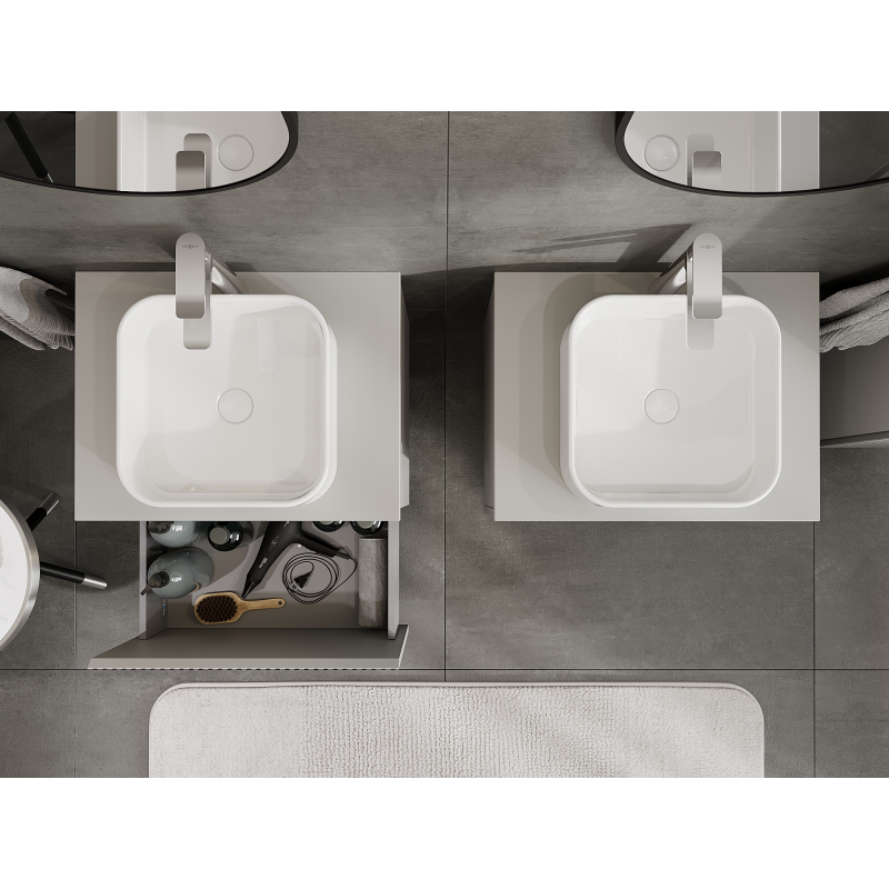 Mexen Rivel koupelnová skříňka pod umyvadlo 60 cm, 1 zásuvka, drážkovaná, šedá matná - 91A20-06047-1-BF62