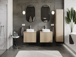 Mexen Rivel koupelnová skříňka pod umyvadlo 60 cm, 1 zásuvka, drážkovaná, dub - 91A20-06047-1-BF81