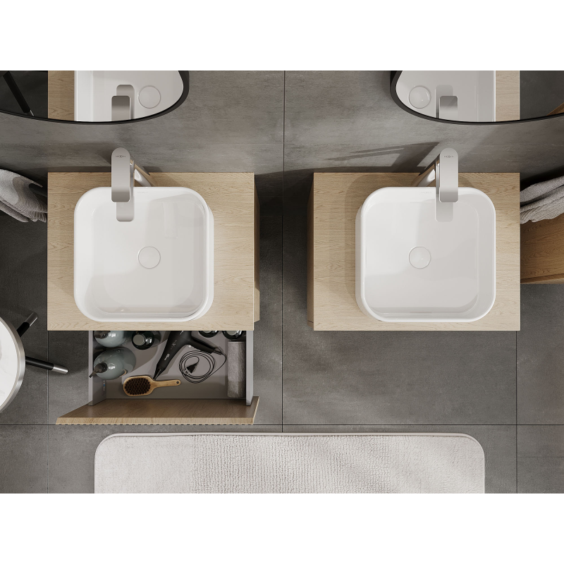 Mexen Rivel koupelnová skříňka pod umyvadlo 60 cm, 1 zásuvka, drážkovaná, dub - 91A20-06047-1-BF81