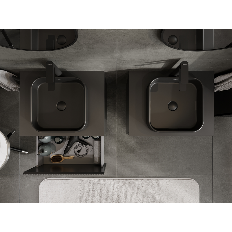 Mexen Rivel koupelnová skříňka pod umyvadlo 60 cm, 1 zásuvka, drážkovaná, černý mat - 91A20-06047-1-BF71