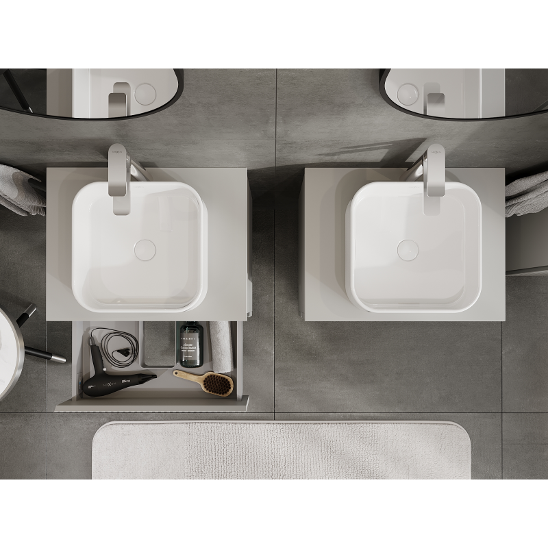 Mexen Rivel koupelnová skříňka pod umyvadlo 60 cm, 2 zásuvky, drážkovaná, šedá mat - 91A20-06047-2-BFF62