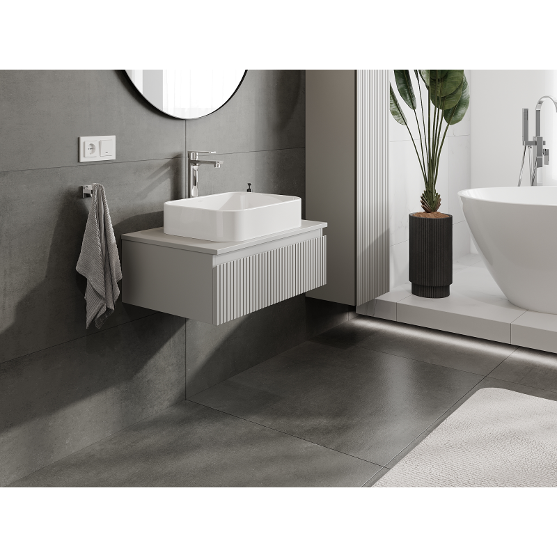 Mexen Rivel koupelnová skříňka pod umyvadlo 70 cm, 1 zásuvka, drážkovaná, šedá mat - 91A20-07023-1-BF62