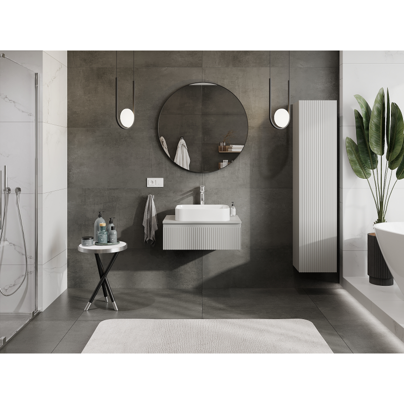 Mexen Rivel koupelnová skříňka pod umyvadlo 70 cm, 1 zásuvka, drážkovaná, šedá mat - 91A20-07023-1-BF62