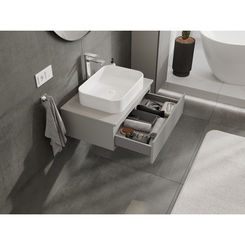 Mexen Rivel koupelnová skříňka pod umyvadlo 70 cm, 1 zásuvka, drážkovaná, šedá mat - 91A20-07023-1-BF62