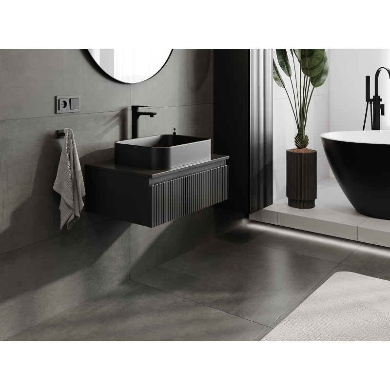 Mexen Rivel koupelnová skříňka pod umyvadlo 70 cm, 1 zásuvka, s drážkami, grafit mat - 91A20-07023-1-BF71