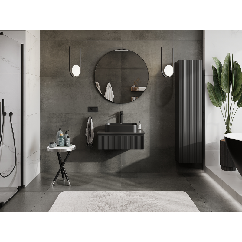 Mexen Rivel koupelnová skříňka pod umyvadlo 70 cm, 1 zásuvka, s drážkami, grafit mat - 91A20-07023-1-BF71