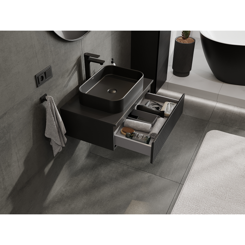 Mexen Rivel koupelnová skříňka pod umyvadlo 70 cm, 1 zásuvka, s drážkami, grafit mat - 91A20-07023-1-BF71