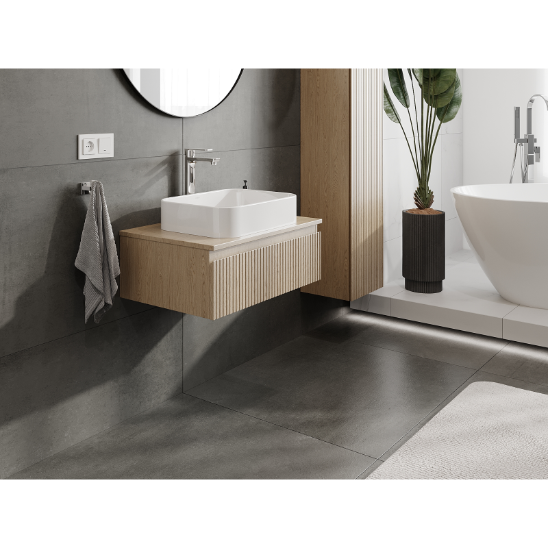 Mexen Rivel koupelnová skříňka pod umyvadlo 70 cm, 1 zásuvka, drážkovaná, dub - 91A20-07023-1-BF81