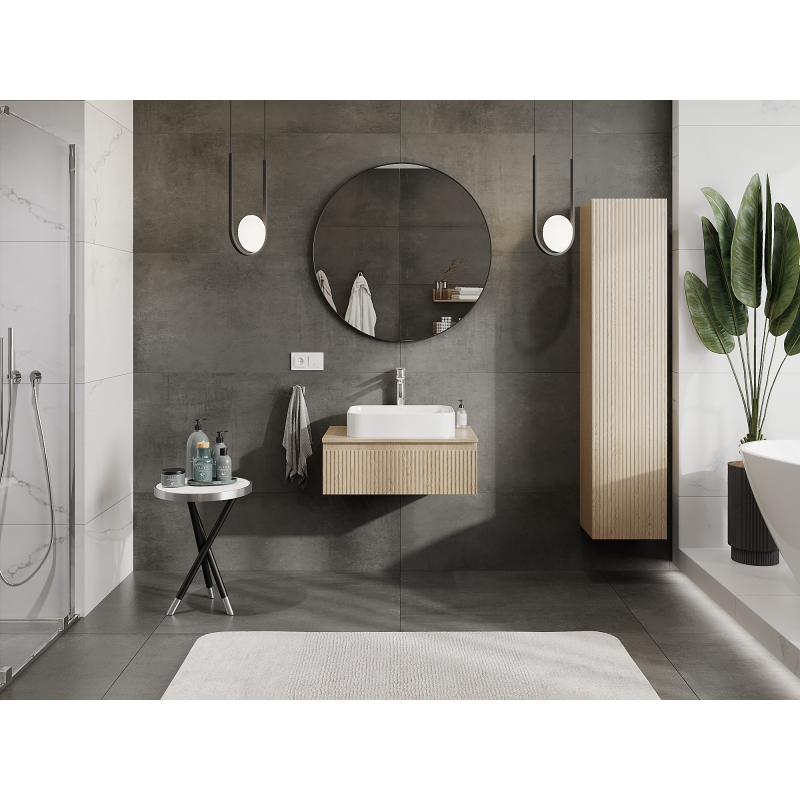 Mexen Rivel koupelnová skříňka pod umyvadlo 70 cm, 1 zásuvka, drážkovaná, dub - 91A20-07023-1-BF81