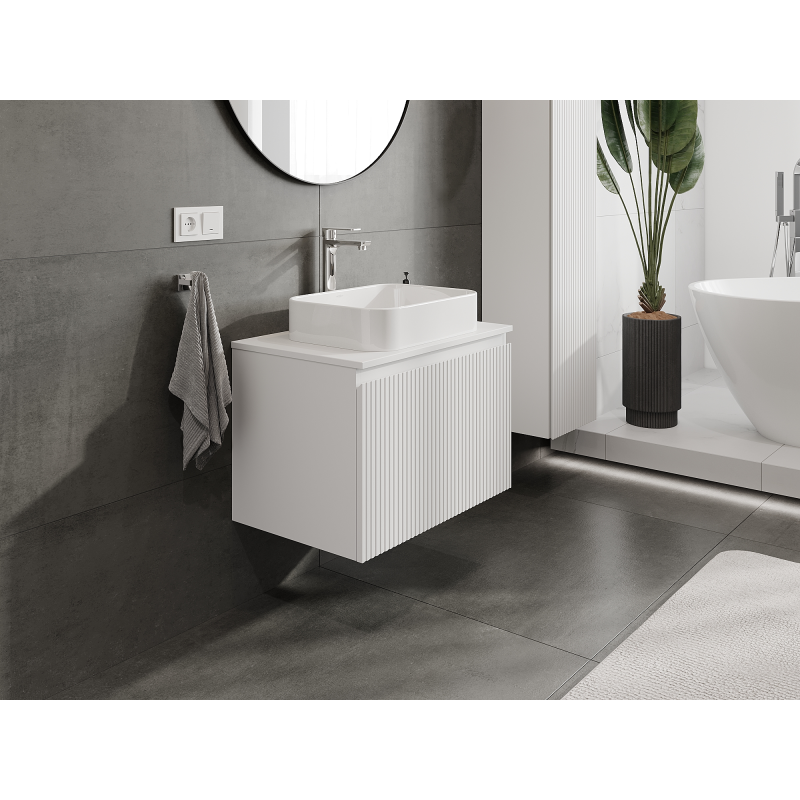 Mexen Rivel koupelnová skříňka pod umyvadlo 70 cm, 1 zásuvka, drážkovaná, bílá mat - 91A20-07047-1-BF01