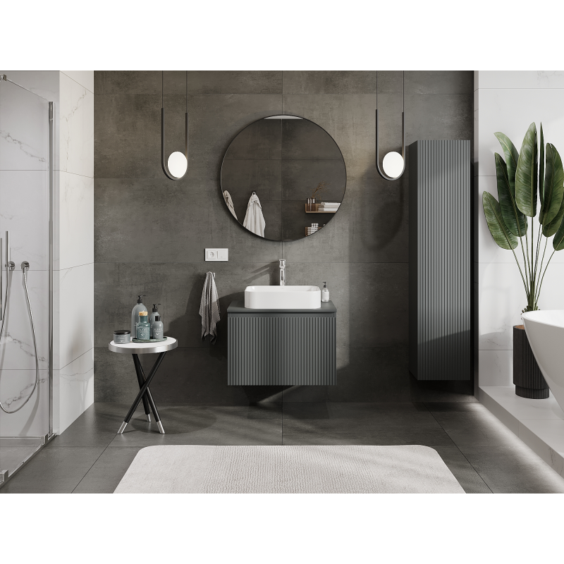 Mexen Rivel koupelnová skříňka pod umyvadlo 70 cm, 1 zásuvka, ryhovaná, grafit mat - 91A20-07047-1-BF66