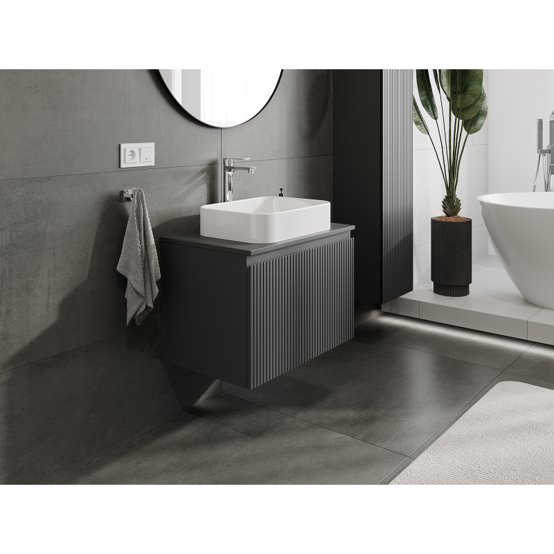 Mexen Rivel koupelnová skříňka pod umyvadlo 70 cm, 1 zásuvka, ryhovaná, grafit mat - 91A20-07047-1-BF66