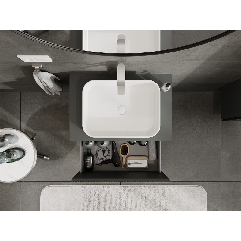 Mexen Rivel koupelnová skříňka pod umyvadlo 70 cm, 1 zásuvka, ryhovaná, grafit mat - 91A20-07047-1-BF66