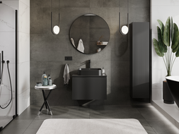 Mexen Rivel koupelnová skříňka pod umyvadlo 70 cm, 1 zásuvka, drážkovaná, černá mat - 91A20-07047-1-BF71