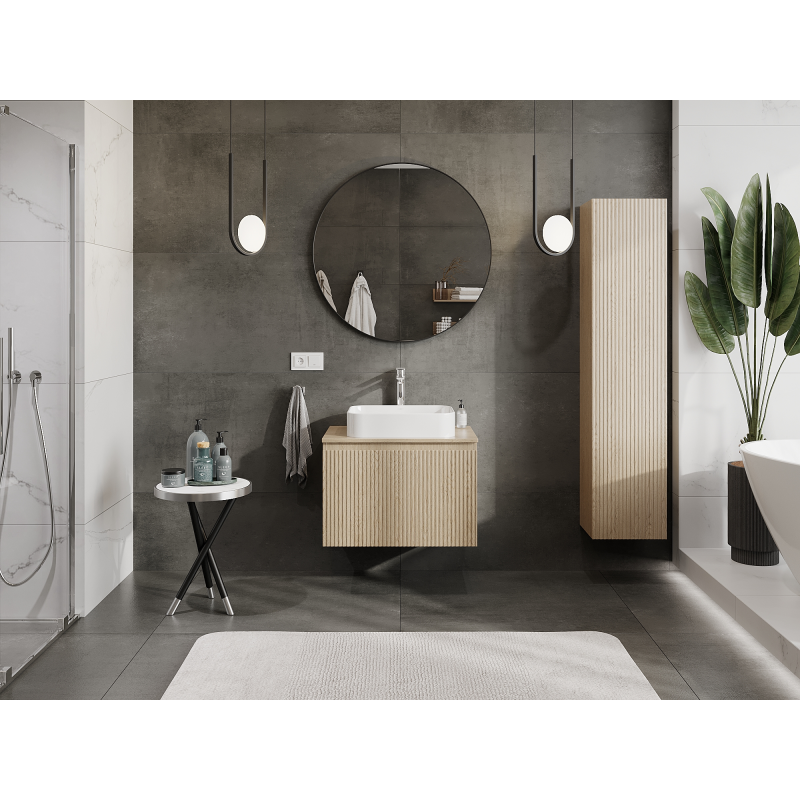 Mexen Rivel koupelnová skříňka pod umyvadlo 70 cm, 1 zásuvka, drážkovaná, dub - 91A20-07047-1-BF81