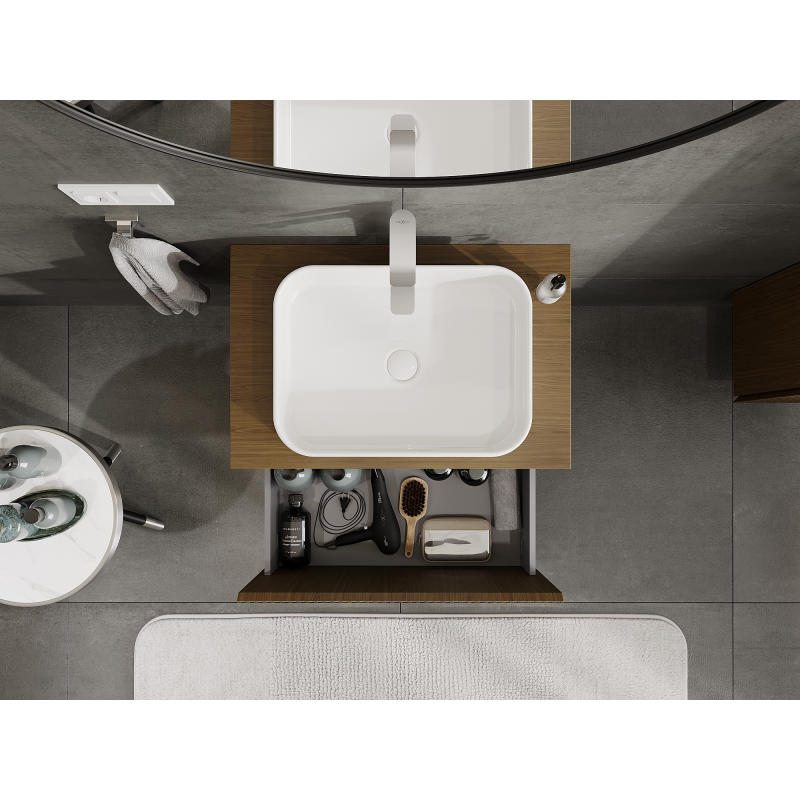 Mexen Rivel koupelnová skříňka pod umyvadlo 70 cm, 1 zásuvka, rýhovaná, ořech - 91A20-07047-1-BF86