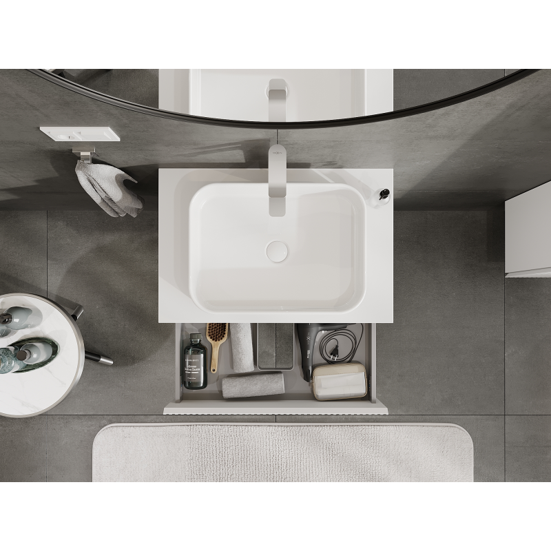 Mexen Rivel koupelnová skříňka pod umyvadlo 70 cm, 2 zásuvky, drážkovaná, bílá mat - 91A20-07047-2-BFF01