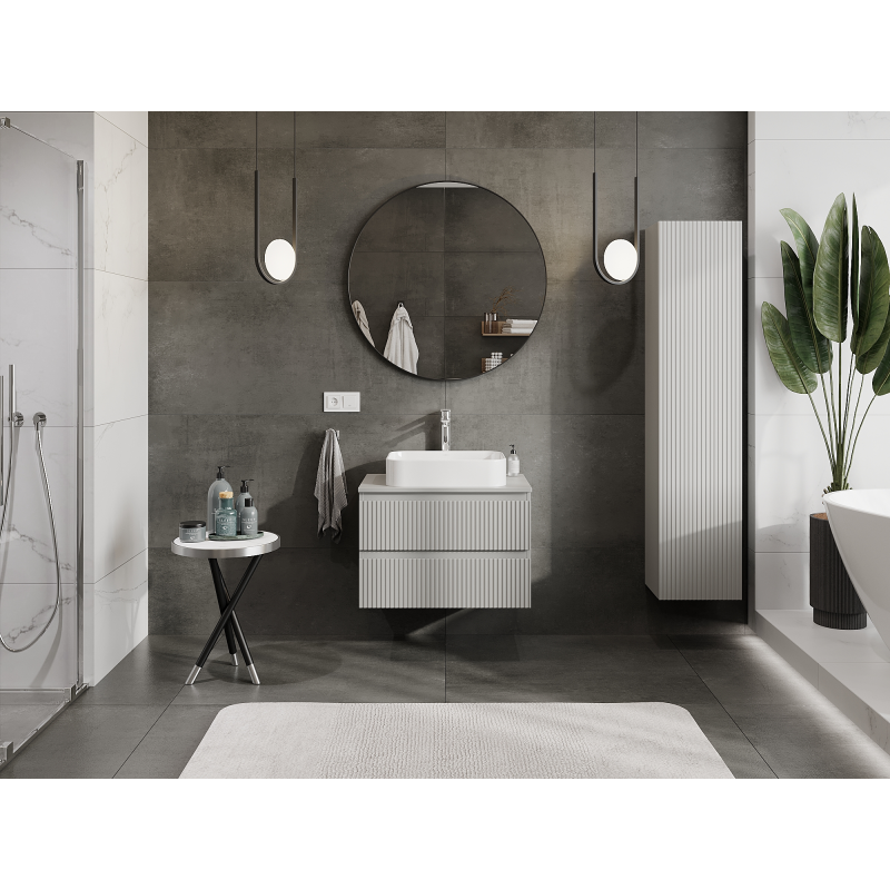 Mexen Rivel koupelnová skříňka podumyvadlová 70 cm, 2 zásuvky, žebrovaná, šedá mat - 91A20-07047-2-BFF62