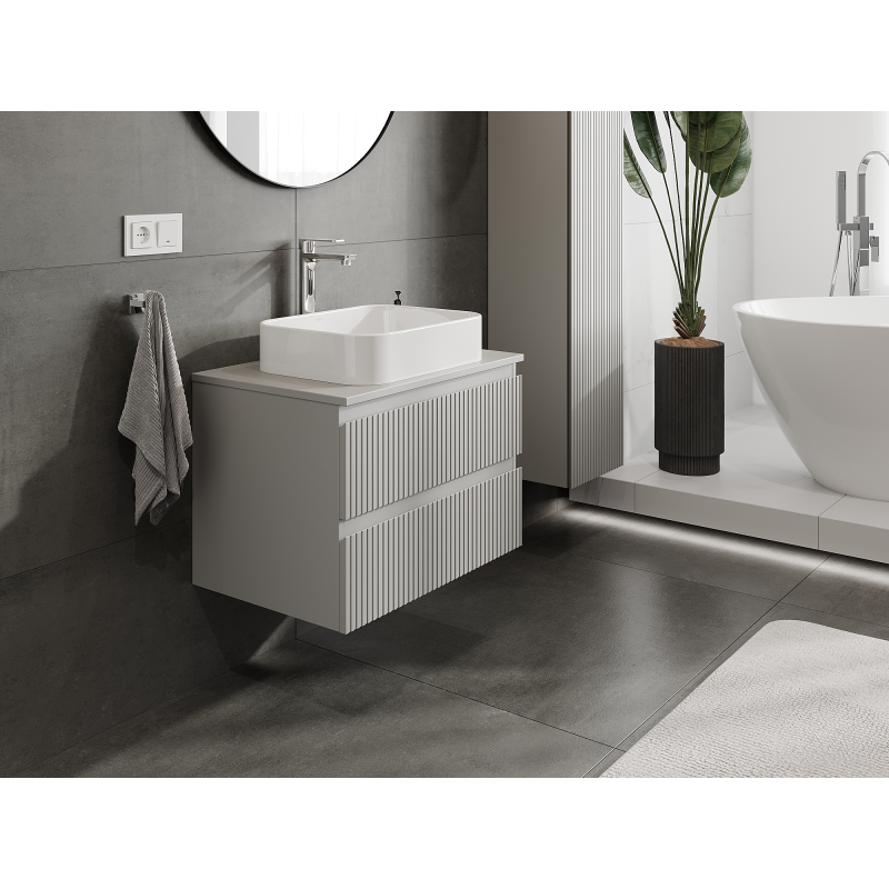 Mexen Rivel koupelnová skříňka podumyvadlová 70 cm, 2 zásuvky, žebrovaná, šedá mat - 91A20-07047-2-BFF62