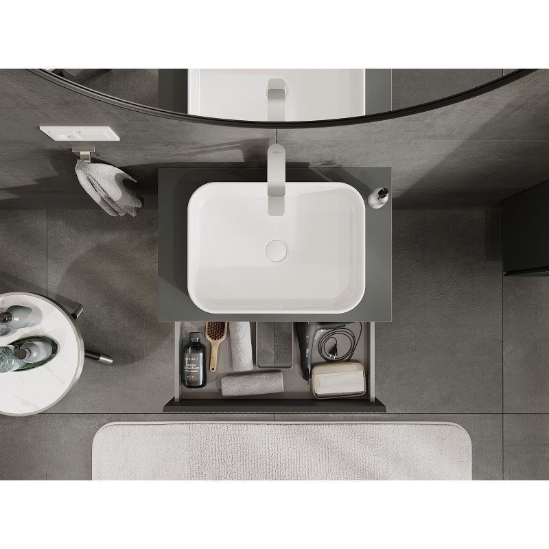 Mexen Rivel koupelnová skříňka pod umyvadlo 70 cm, 2 zásuvky, drážkovaná, grafit mat - 91A20-07047-2-BFF66