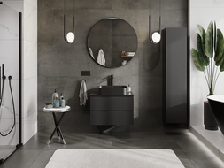 Mexen Rivel koupelnová skříňka pod umyvadlo 70 cm, 2 zásuvky, drážkovaná, černá mat - 91A20-07047-2-BFF71