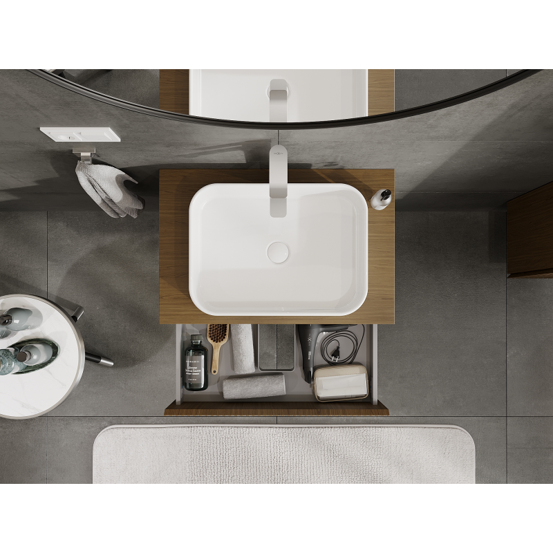 Mexen Rivel koupelnová skříňka pod umyvadlo 70 cm, 2 zásuvky, rýhovaná, ořech - 91A20-07047-2-BFF86