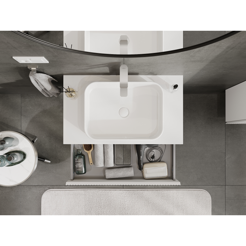 Mexen Rivel koupelnová skříňka pod umyvadlo 80 cm, 1 zásuvka, drážkovaná, bílá mat - 91A20-08023-1-BF01