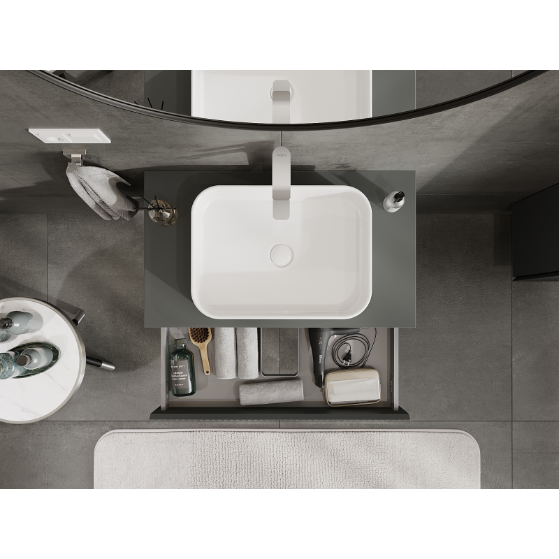 Mexen Rivel koupelnová skříňka pod umyvadlo 80 cm, 1 zásuvka, rýhovaná, grafit mat - 91A20-08023-1-BF66