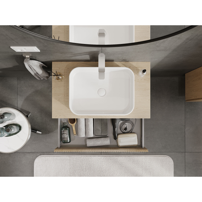 Mexen Rivel koupelnová skříňka pod umyvadlo 80 cm, 1 zásuvka, drážkovaná, dub - 91A20-08023-1-BF81