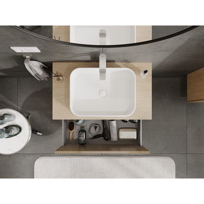 Mexen Rivel koupelnová skříňka pod umyvadlo 80 cm, 1 zásuvka, drážkovaná, dub - 91A20-08047-1-BF81