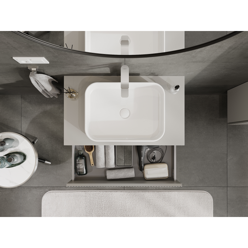 Mexen Rivel koupelnová skříňka pod umyvadlo 80 cm, 2 zásuvky, drážkovaná, šedá matná - 91A20-08047-2-BFF62