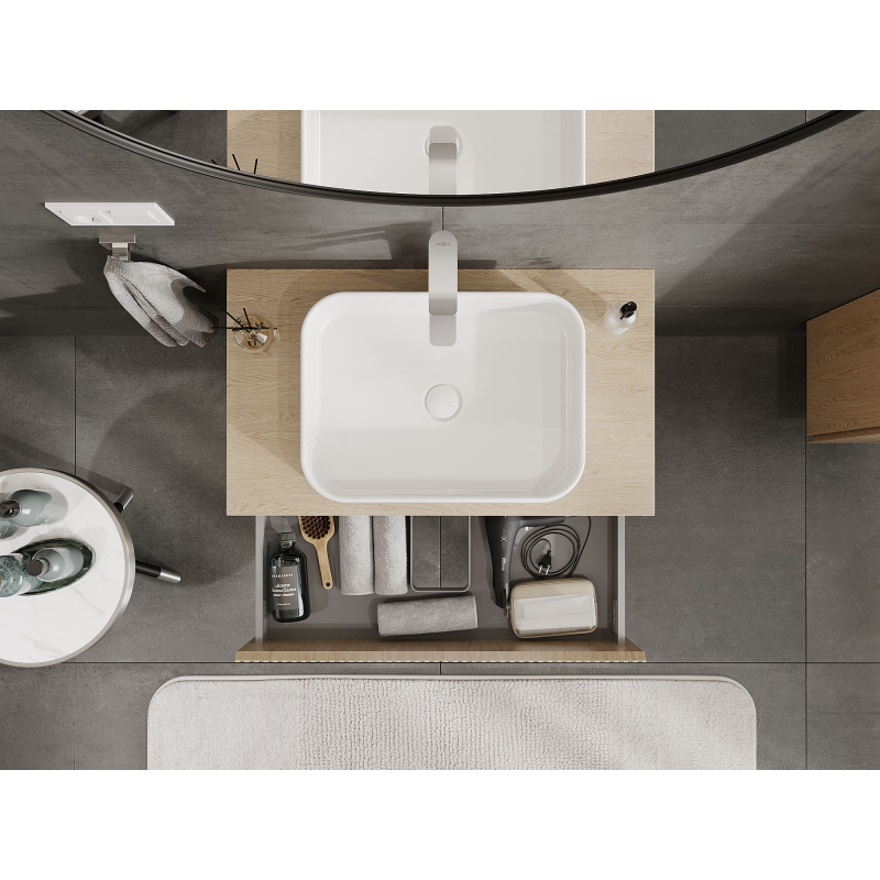 Mexen Rivel koupelnová skříňka pod umyvadlo 80 cm, 2 zásuvky, rýhovaná, dub - 91A20-08047-2-BFF81