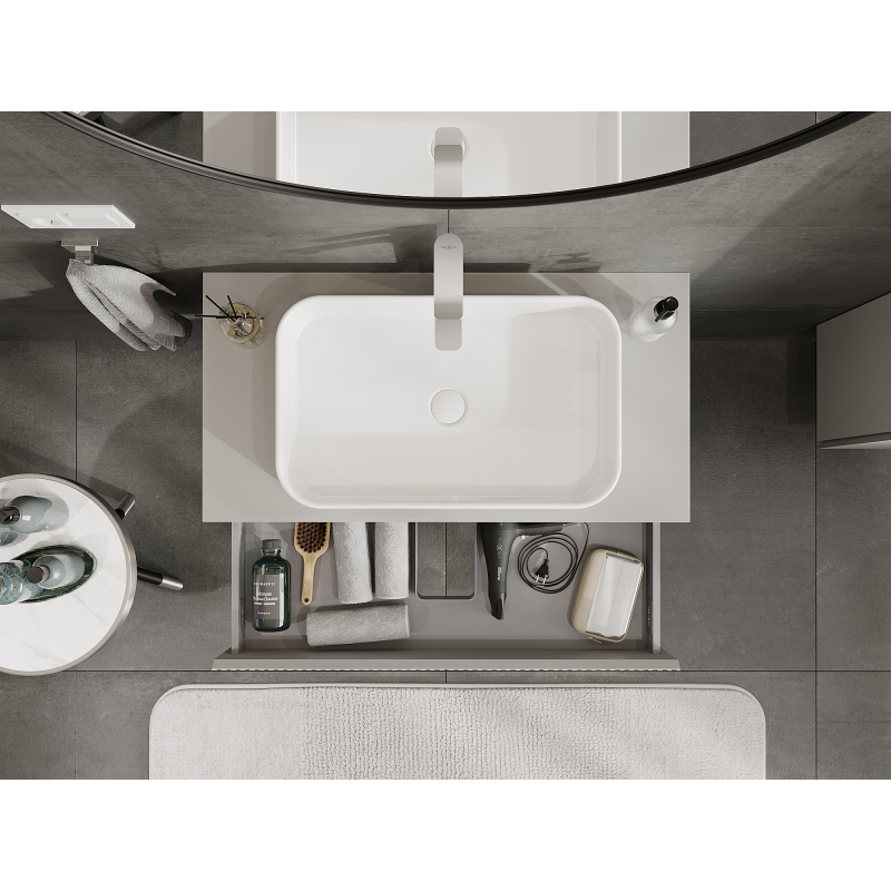 Mexen Rivel koupelnová skříňka pod umyvadlo 90 cm, 1 zásuvka, drážkovaná, šedá mat - 91A20-09023-1-BF62