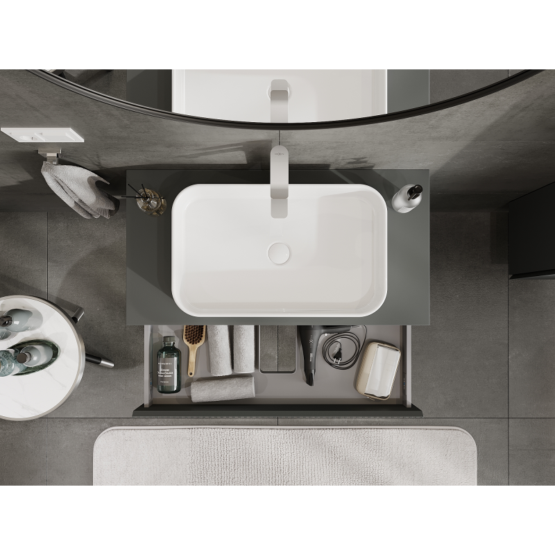 Mexen Rivel koupelnová skříňka pod umyvadlo 90 cm, 1 zásuvka, drážkovaná, grafit mat - 91A20-09023-1-BF66