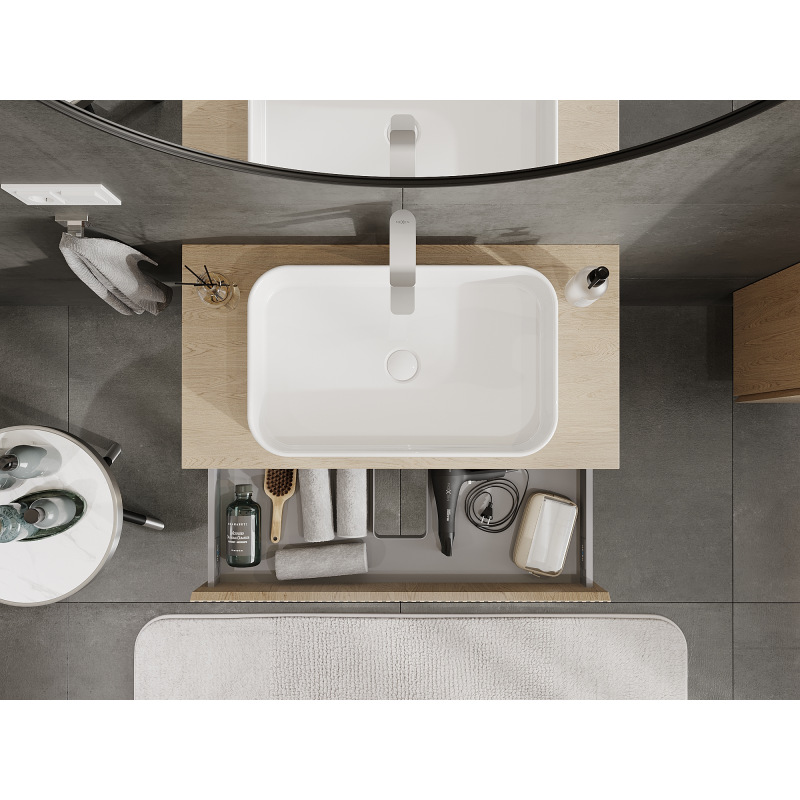 Mexen Rivel koupelnová skříňka pod umyvadlo 90 cm, 1 zásuvka, drážkovaná, dub - 91A20-09023-1-BF81