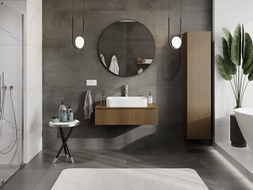 Mexen Rivel koupelnová skříňka pod umyvadlo 90 cm, 1 zásuvka, drážkovaná, ořech - 91A20-09023-1-BF86