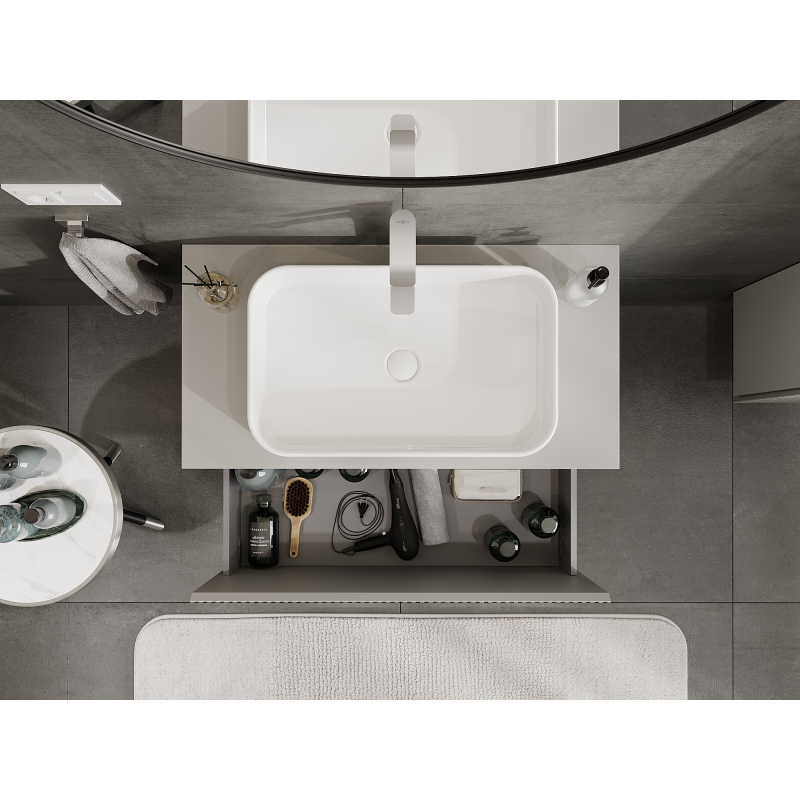 Mexen Rivel koupelnová skříňka pod umyvadlo 90 cm, 1 zásuvka, drážkovaná, šedá mat - 91A20-09047-1-BF62