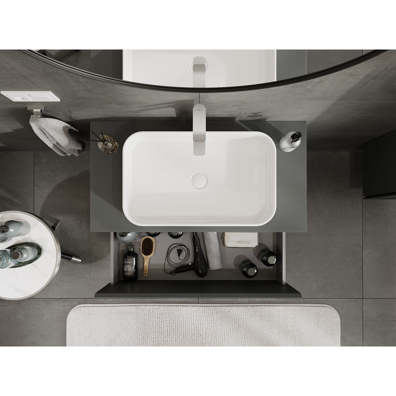 Mexen Rivel koupelnová skříňka pod umyvadlo 90 cm, 1 zásuvka, drážkovaná, šedá mat - 91A20-09047-1-BF66