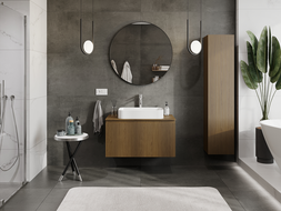 Mexen Rivel koupelnová skříňka pod umyvadlo 90 cm, 1 zásuvka, drážkovaná, ořech - 91A20-09047-1-BF86