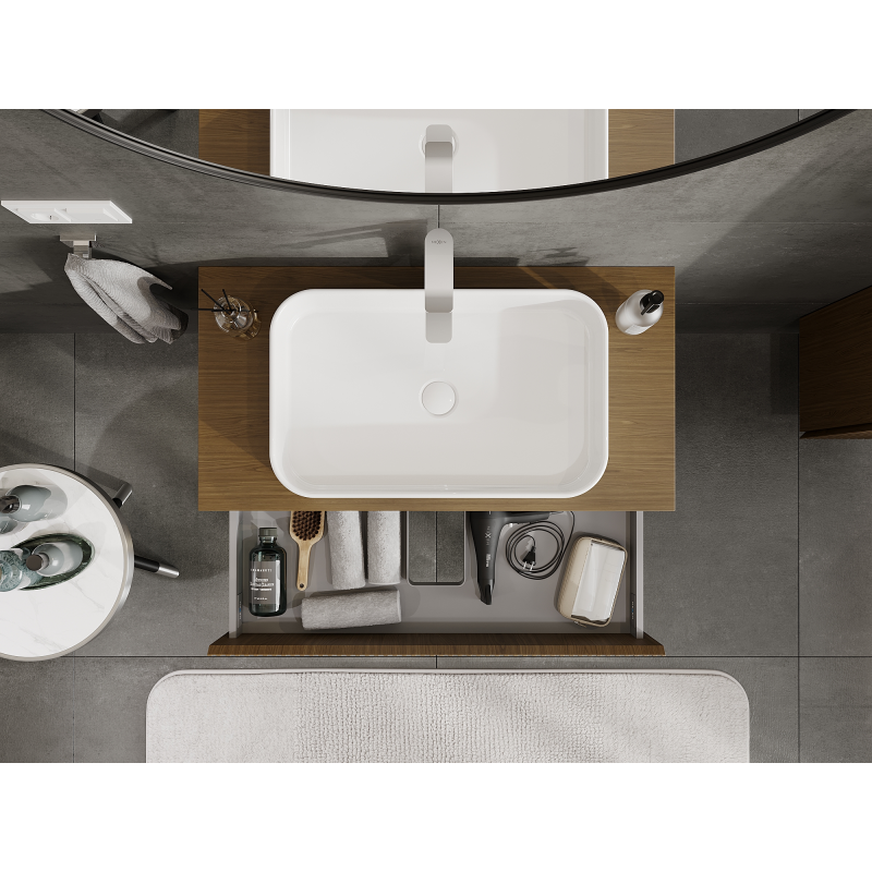 Mexen Rivel koupelnová skříňka pod umyvadlo 90 cm, 2 zásuvky, rýhovaná, ořech - 91A20-09047-2-BFF86