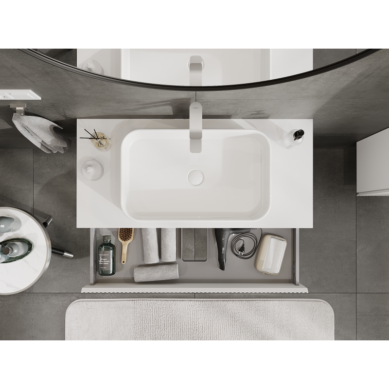 Mexen Rivel koupelnová skříňka pod umyvadlo 100 cm, 1 zásuvka, drážkovaná, bílá matná - 91A20-10023-1-BF01